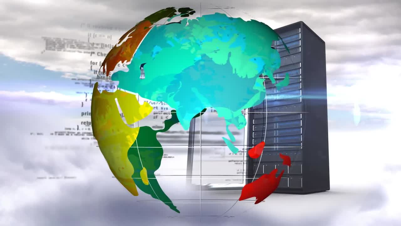 animación del globo y procesamiento de datos a través de un servidor informático