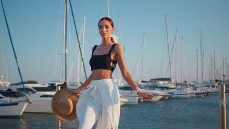 stylish woman at the marina