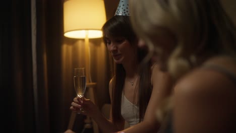 women celebrating birthday at home