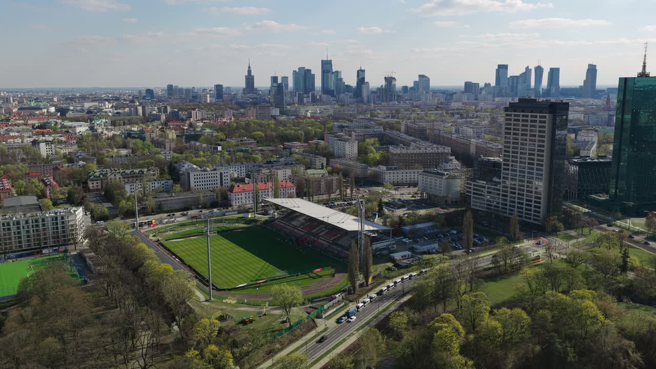 Vista aérea panorâmica do Estádio Polônia Varsóvia em Varsóvia, Polônia