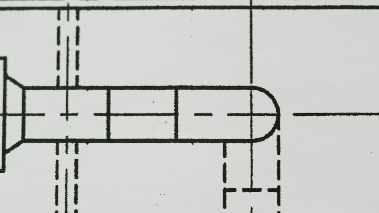 Close-up of Technical Drawings and Schematics