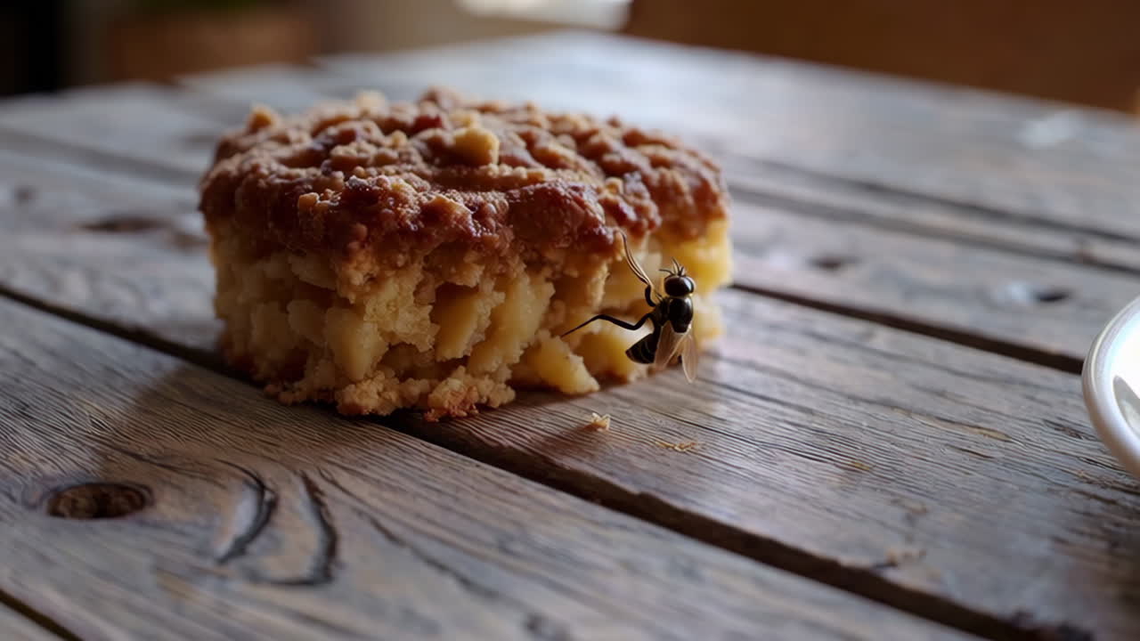 Apple Crumble on Wooden Table