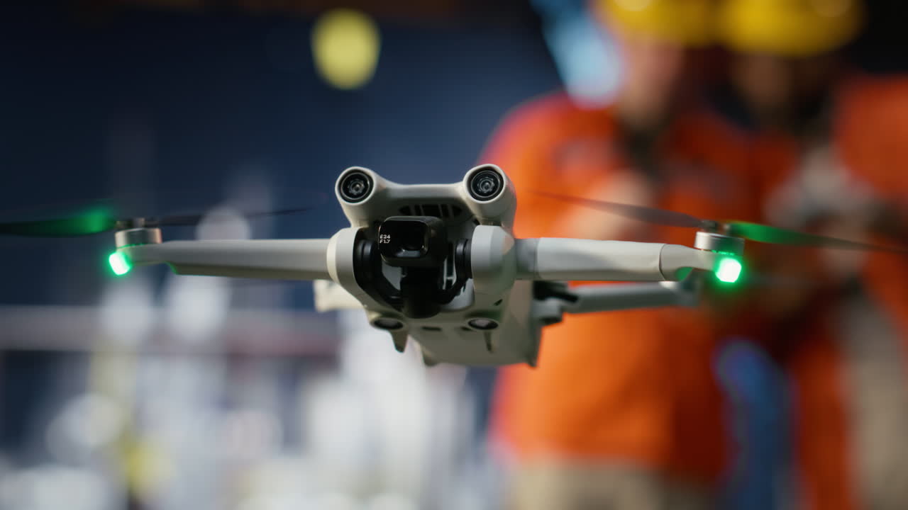 Engineers technicians using drone for remote operations and aerial mapping