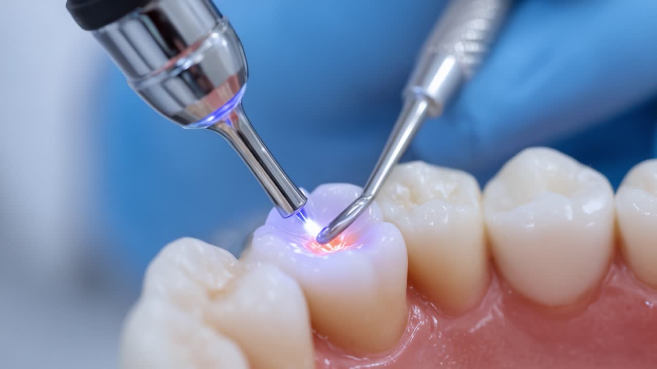 Procedura di restauro dentale di precisione che utilizza tecnologia laser avanzata per il miglioramento estetico e soluzioni durature per la salute dentale.