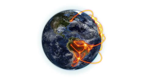 움직이는 구름과 함께 오렌지색 네트워크의 지구 지구 지구 이미지 nasa.org