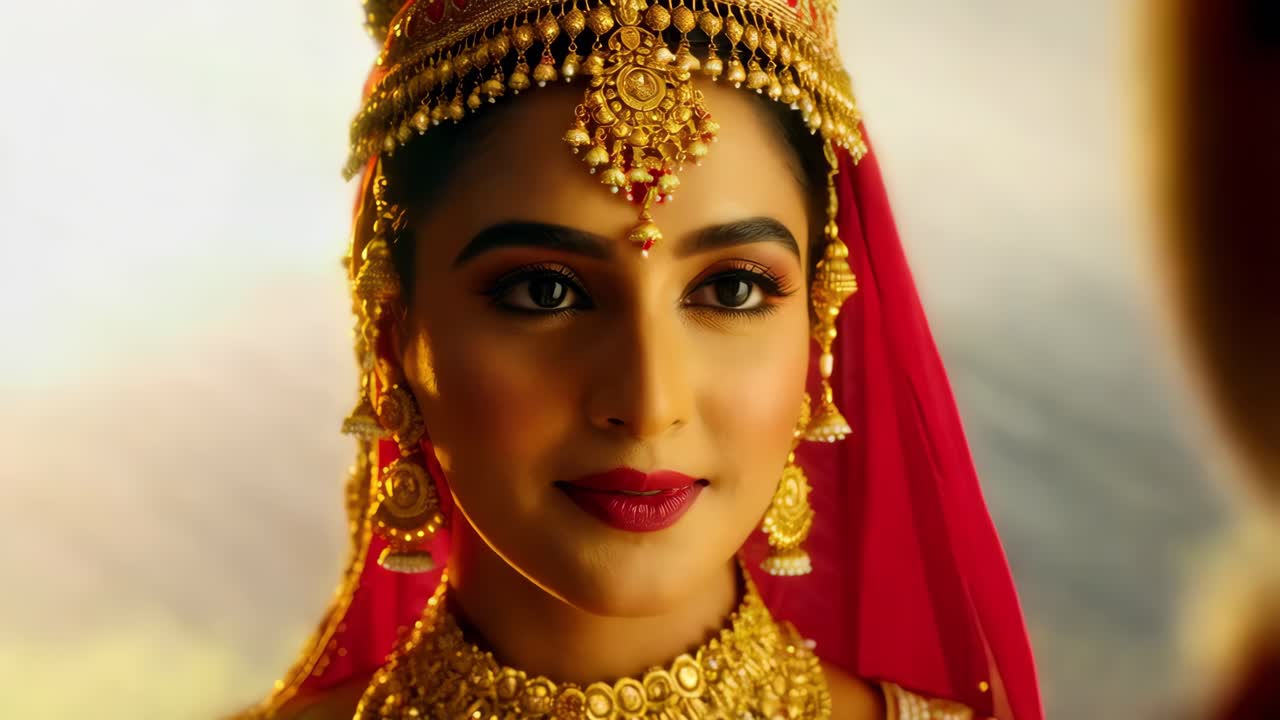 novia india en el traje tradicional de la boda