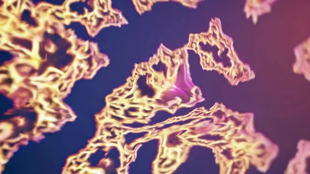 Dynamic Abstract Fractal Patterns with Glowing Organic Shapes