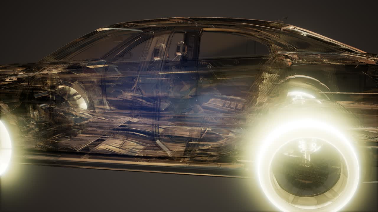 자동차 바 ⁇ 가 차 안에서 빛나고 있습니다.