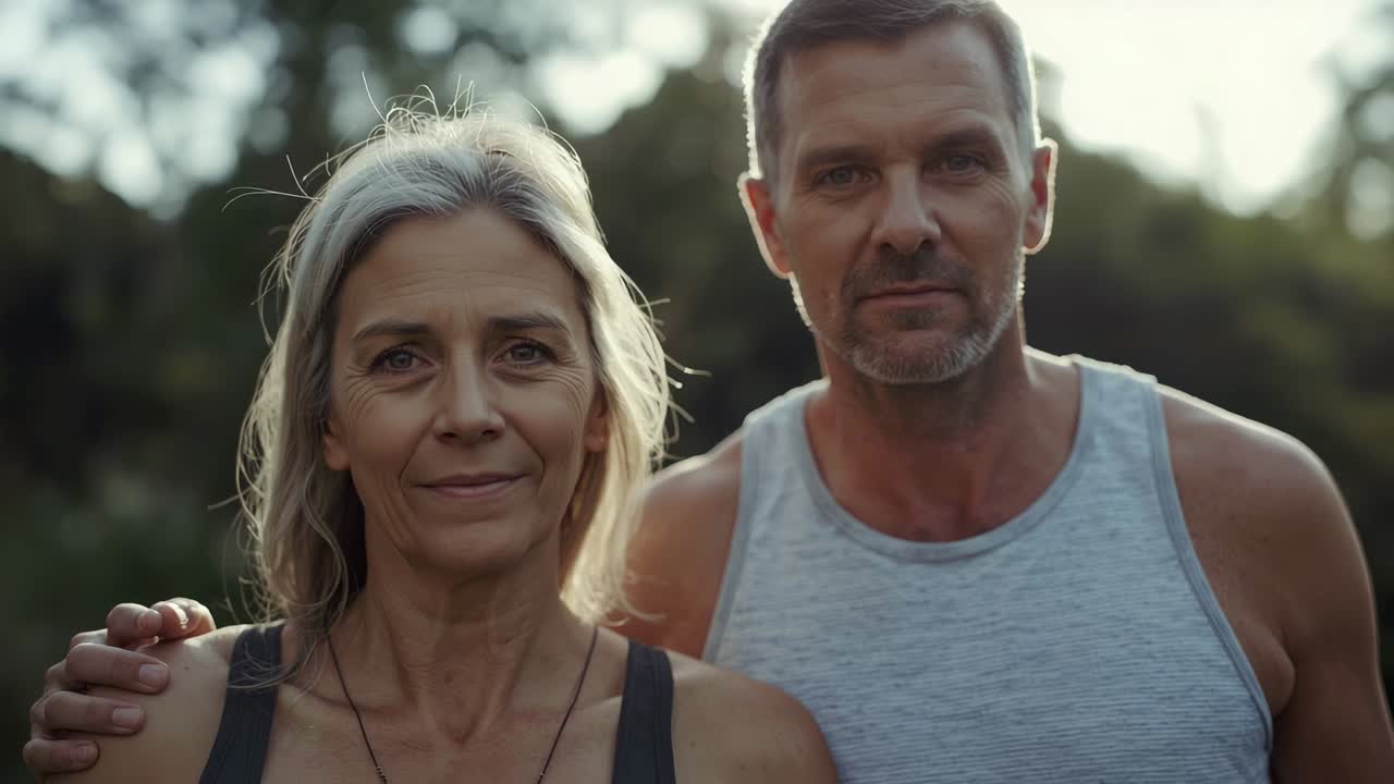 Placing hand man touching partner's shoulder at park, soothing gray top dark tank pendant sun flare