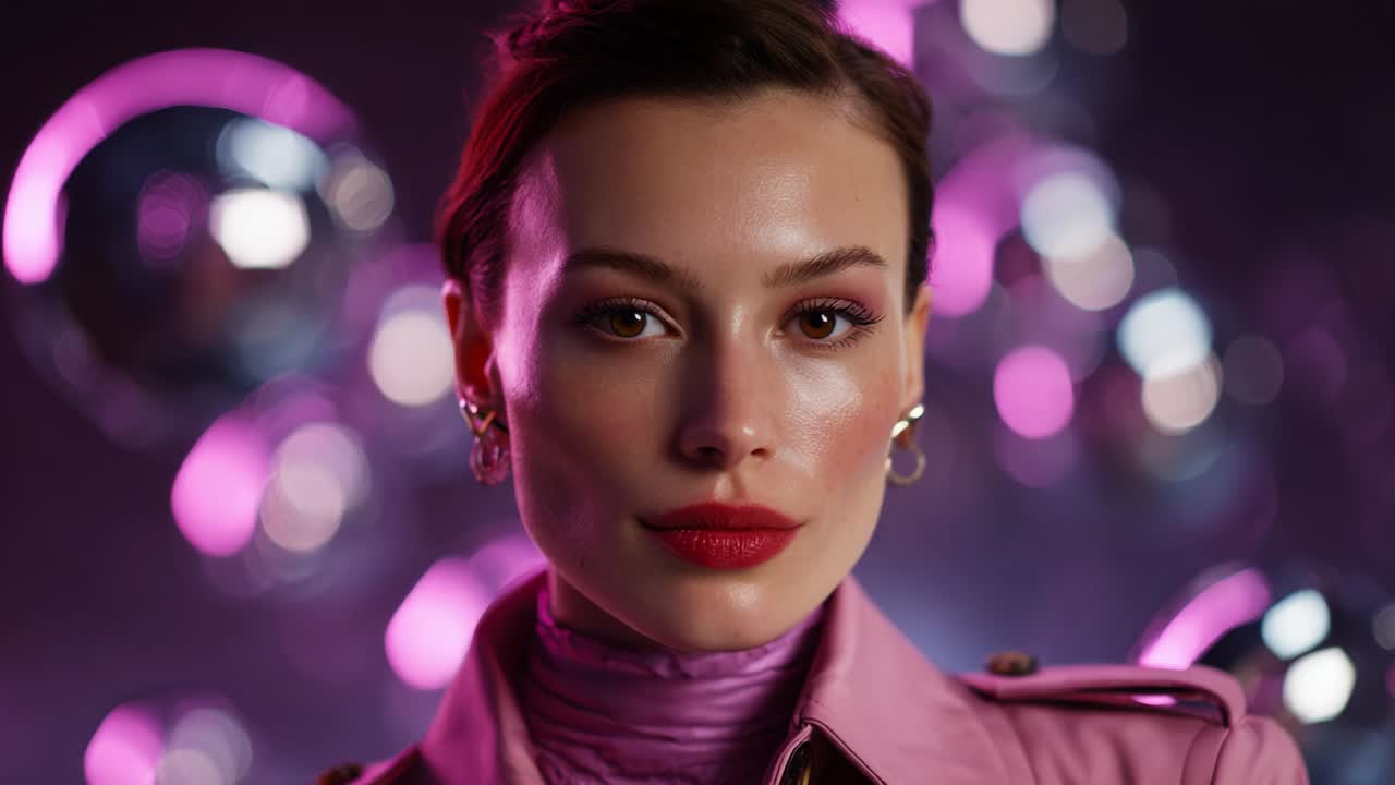 Glamorous woman in pink with disco balls