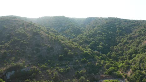 Aerial-view-of-mountainous-landscape-horizon-in-Kythira,-Greece