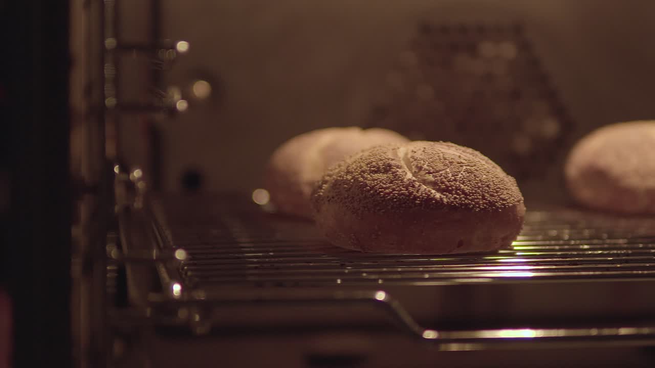 Bread rolls in oven finished