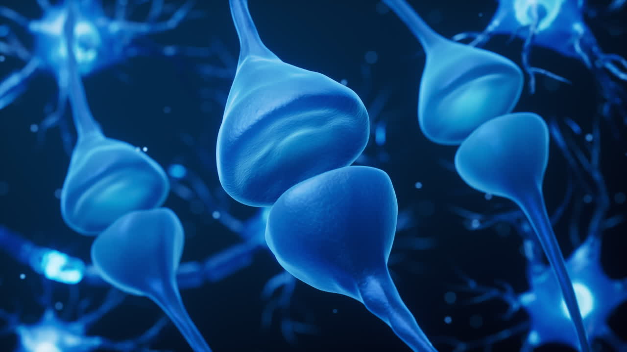 생물학적 신경세포와 생의학적 개념, 3d 렌더링