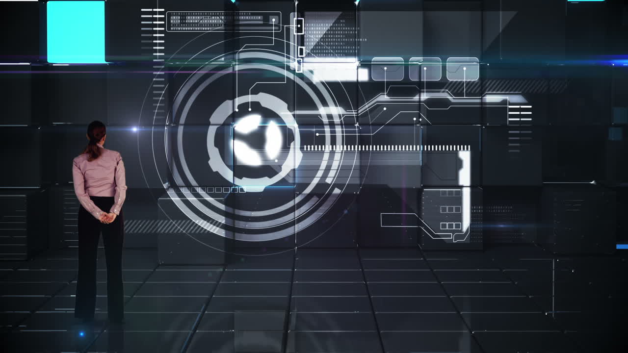 Businesswoman looking at business interface