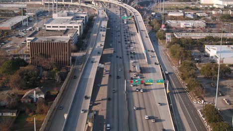 aerial of cars on 610 freeway in houston, texas