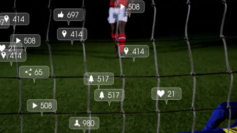 animation of digital data processing over diverse football players on field