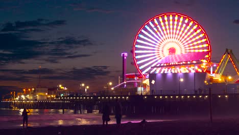 santa monica pier at night