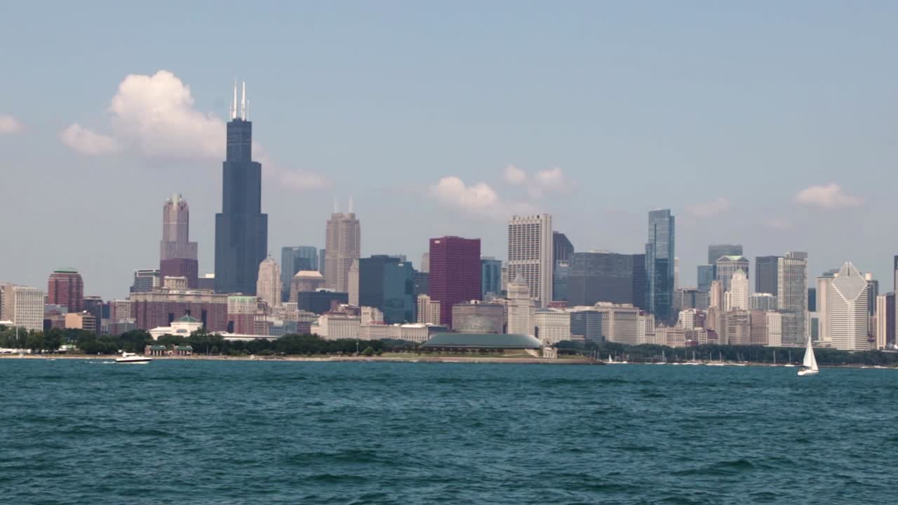 Chicago skyline from the water.