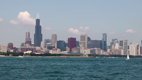 chicago skyline from the water.