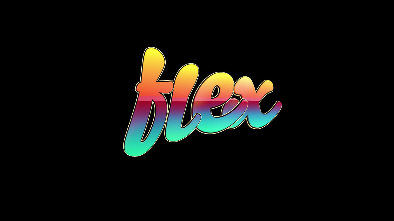 Dynamic Colorful 'Flex' Word Forming on Black Screen