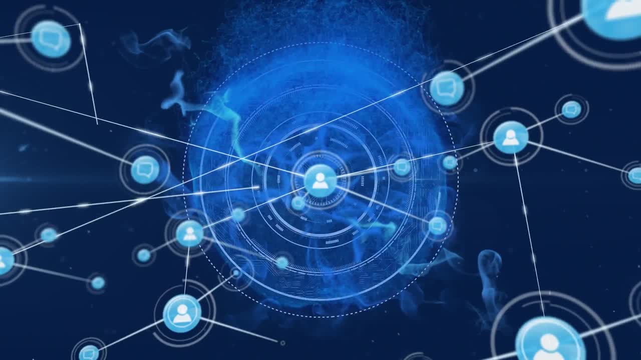 전 세계 사람들과의 연결 네트워크의 애니메이션 아이콘