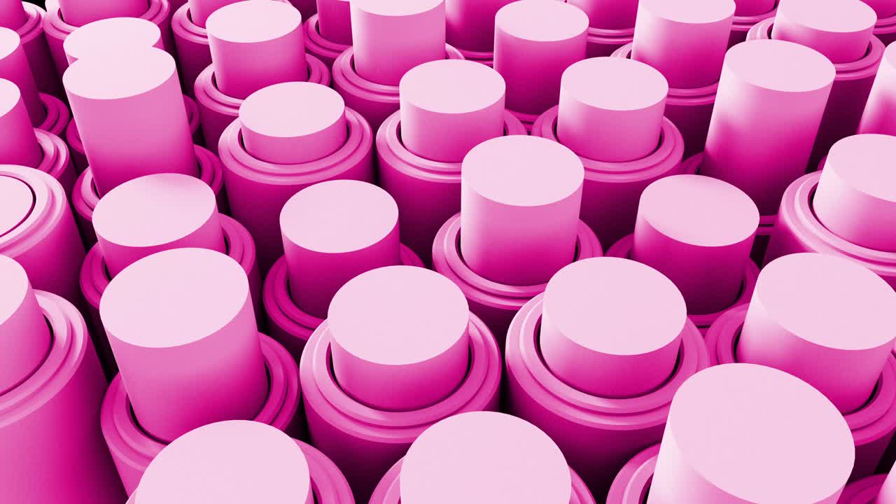 Abstract 3d cylinder shapes background render animation. 4K looping backdrop.