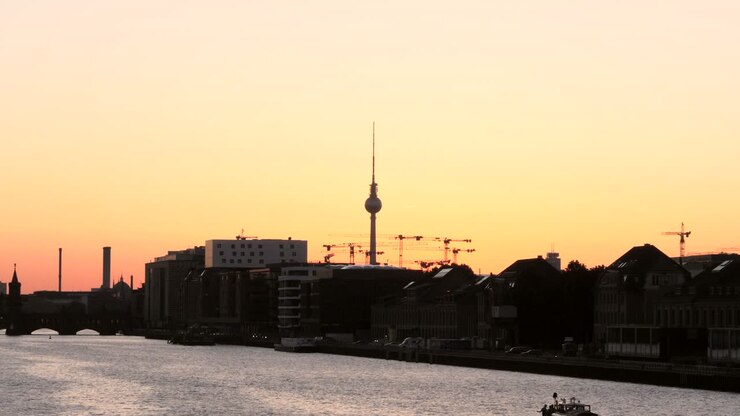 Sunset Over Silhouetted Berlin Skyline