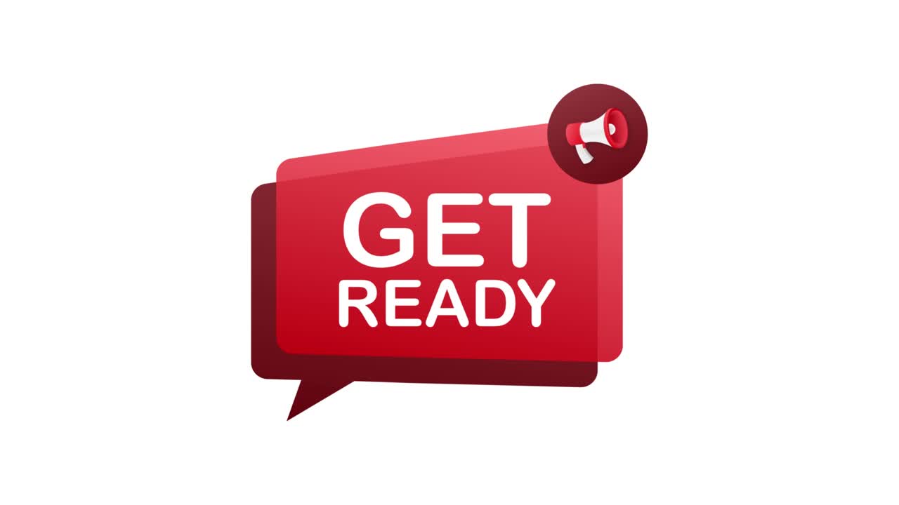 Megaphone with Get ready. Megaphone banner. Web design. Motion graphics . 4k