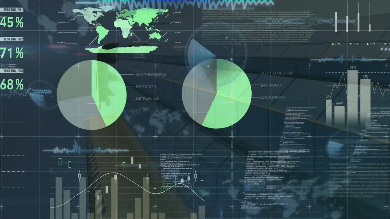 Animation of data processing over building