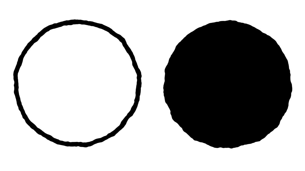 색 배경에 추상적인 재는 손으로 그려진 서클, 트렌디한 빈티지 스 모션 스타일의 만화 사랑스러운 요소, 크리에이티브 디자인 프로젝트를위한 완벽한 루프 도들 스케치 애니메이션.