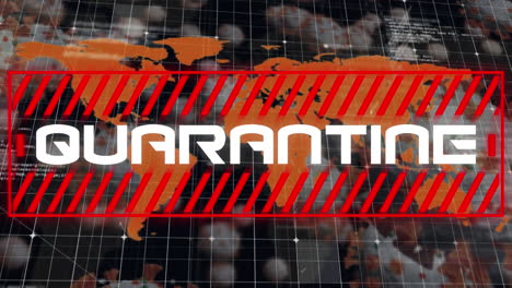 quarantine text against world map