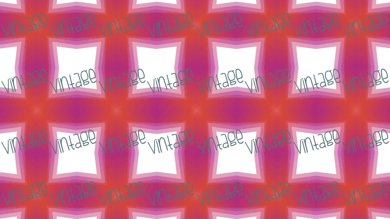 오렌지색과 분홍색 바탕에  ⁇ 색 사각형 위에 반복된 파란색으로 된 빈티지 텍스트의 애니메이션