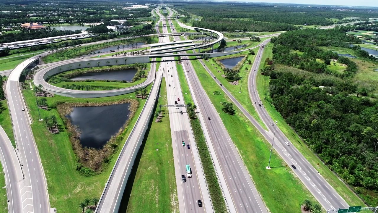 Traffic flows on Florida Interstate 4 in Kissimmee.