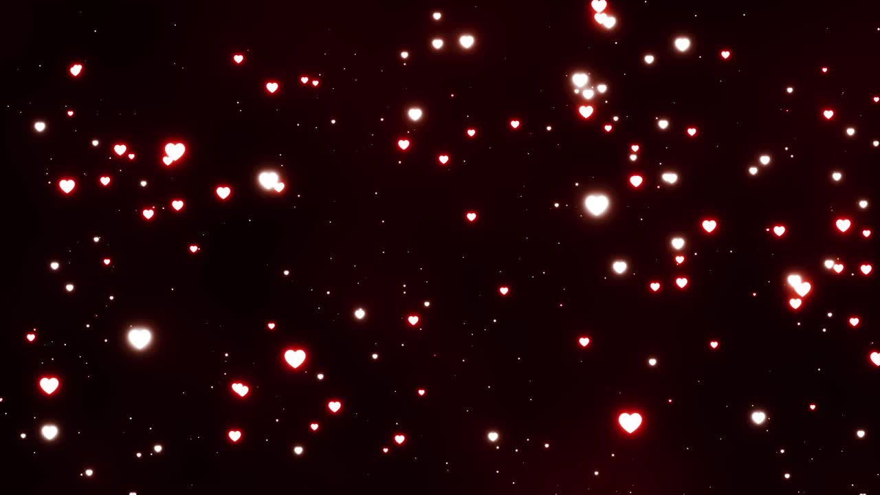 4k festive of bokeh valentines day pink red animation hearts greeting love sparkles glowing and