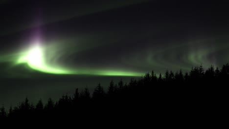 aurora boreal verde vibrante en el cielo nocturno - ángulo bajo