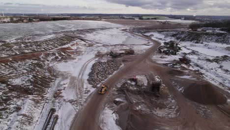 Arial-view-Snow-Covered-Gravel-Pit