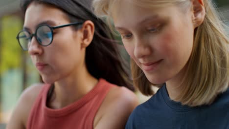 two young women in conversation