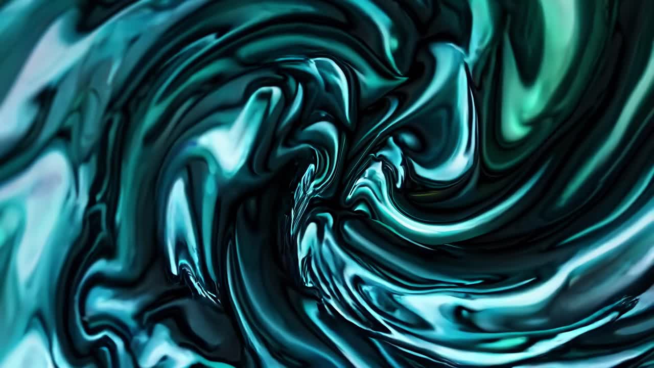 Mesmerizing abstract animation showcasing dynamic swirling patterns of emerald green and deep blue hues, creating an elegant and visually captivating experience