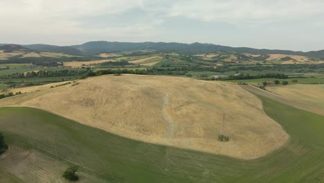 Luftbilder-Der-Toskana-In-Italien,-Bewirtschaftete-Felder-Im-Sommer