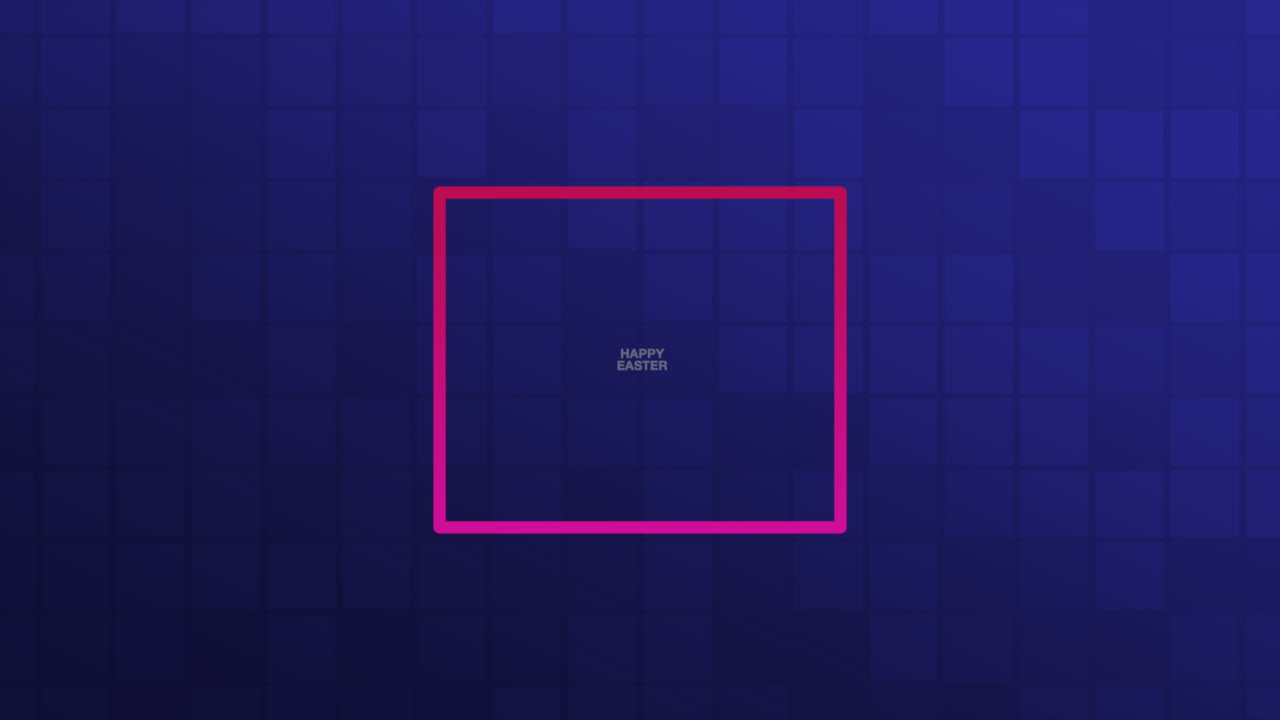 화려한 파란색과 보라색 사각형으로 화려한 부활절 축하 메시지