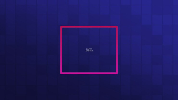Colorful Happy Easter message in vibrant blue and purple squares