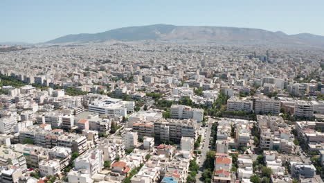 aerial wide shot of the urban city of athens, greece