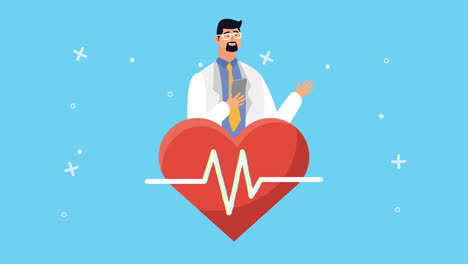 doctor with heart health concept illustration