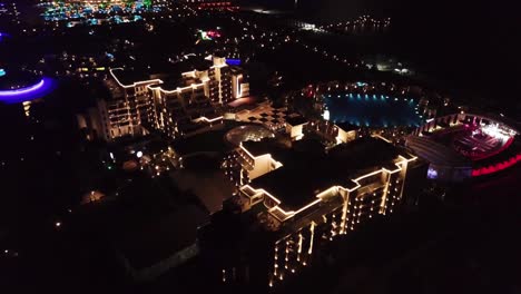 night aerial view of a luxurious resort complex