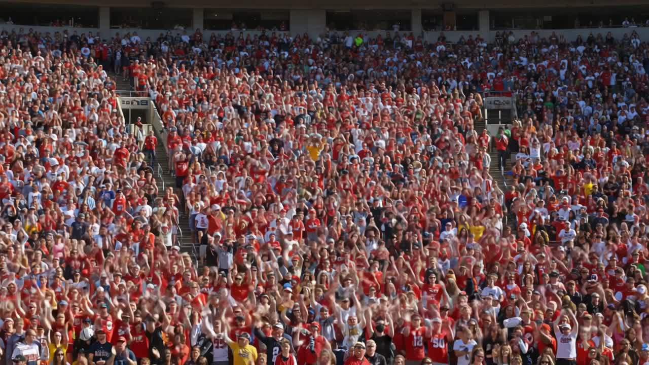 A Sea of Enthusiastic Fans Cheering in Unison During a Vibrant Sporting Event, Creating an Electric Atmosphere Filled with Energy and Excitement