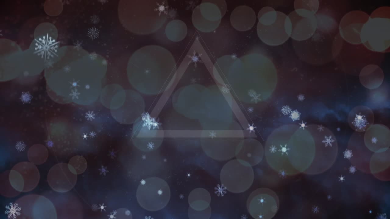 Orb fading in, revealing triangle, snowflakes drifting, bokeh circling for illustrating geometry