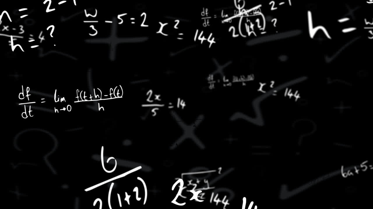animación de ecuaciones matemáticas sobre un fondo negro