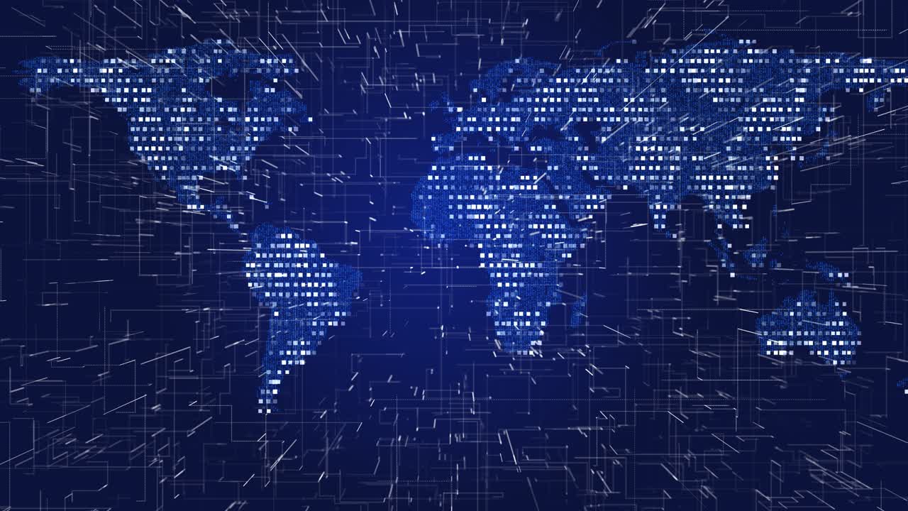 Global network business connection hitech hud circles world map point and line composition hologram