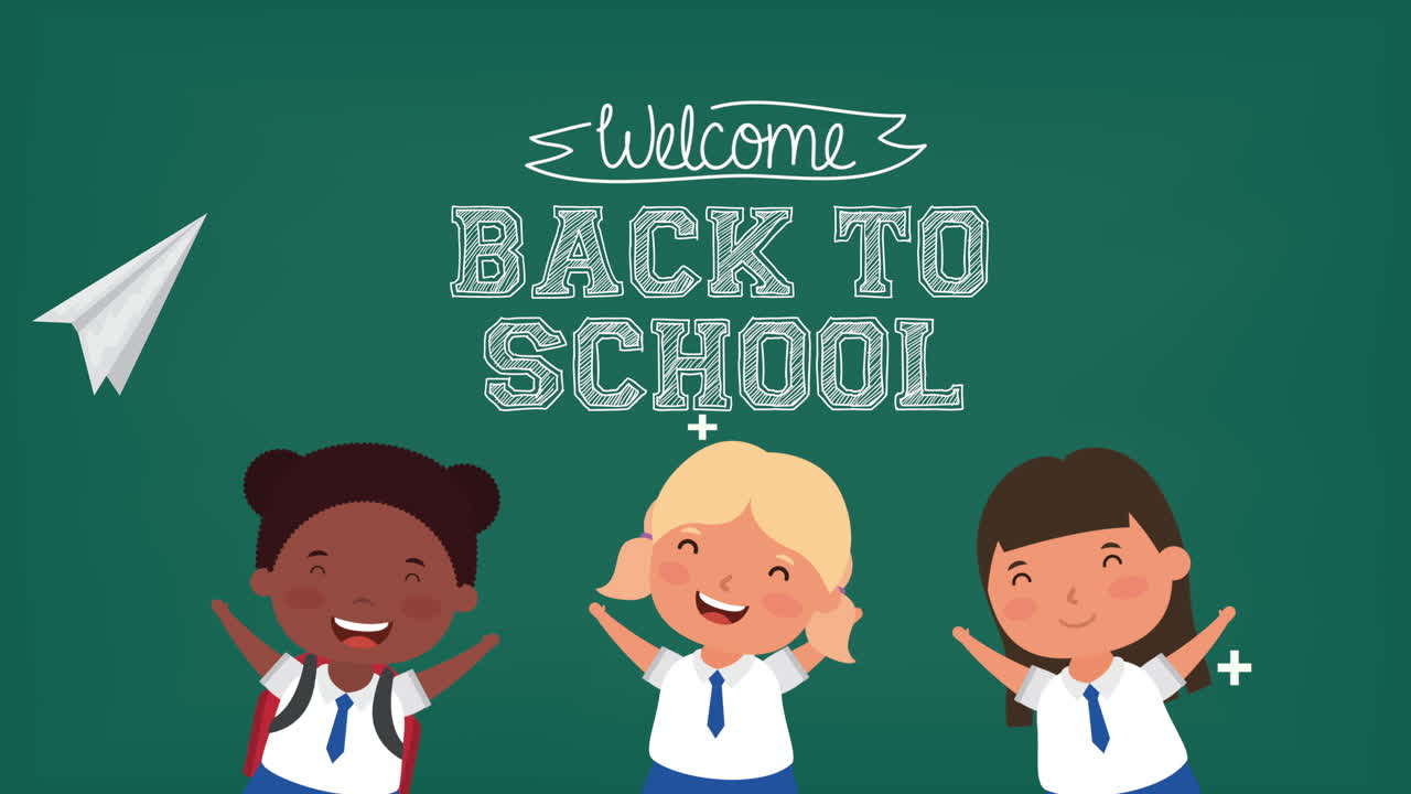 back to school season with kids and chalkboard