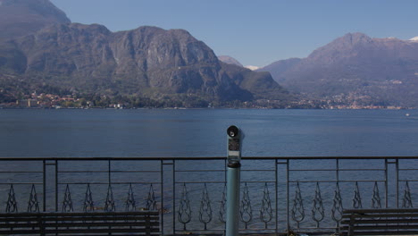 bellagio town, lombardy, italy - a glimpse of lake como from the renowned lakefront promenade, lungolago europa - drone flying forward